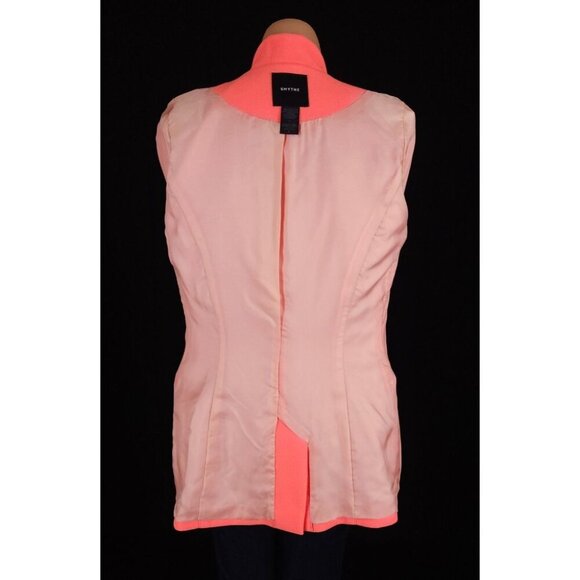 Smythe Tailored Blazer Size 4 Womens Neon Tangerine Jacket $795 - Picture 11 of 16